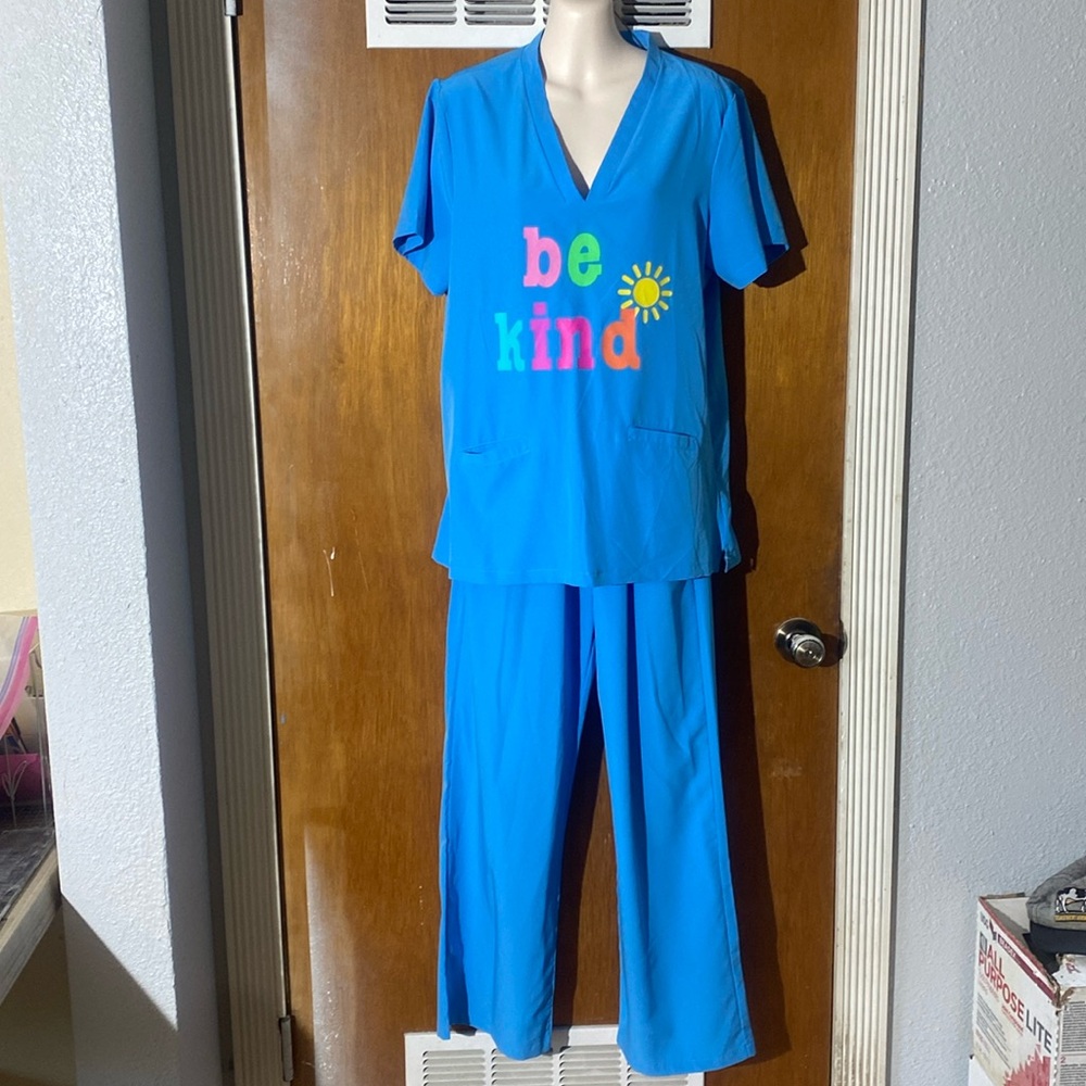 be kind” Used -Medium Light Blue Scrubs